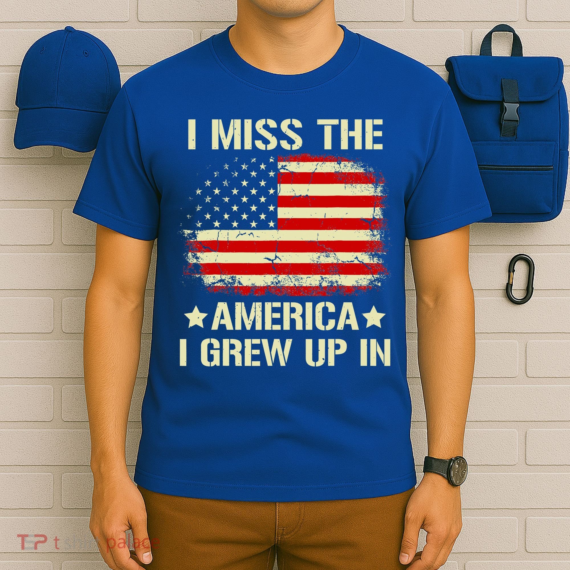 I Miss The America I Grew Up In American Flag Vintage T-Shirt
