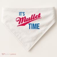 It's Mullet Time, Funny Redneck Mullet USA-Made Doggie Bandana thumb 0