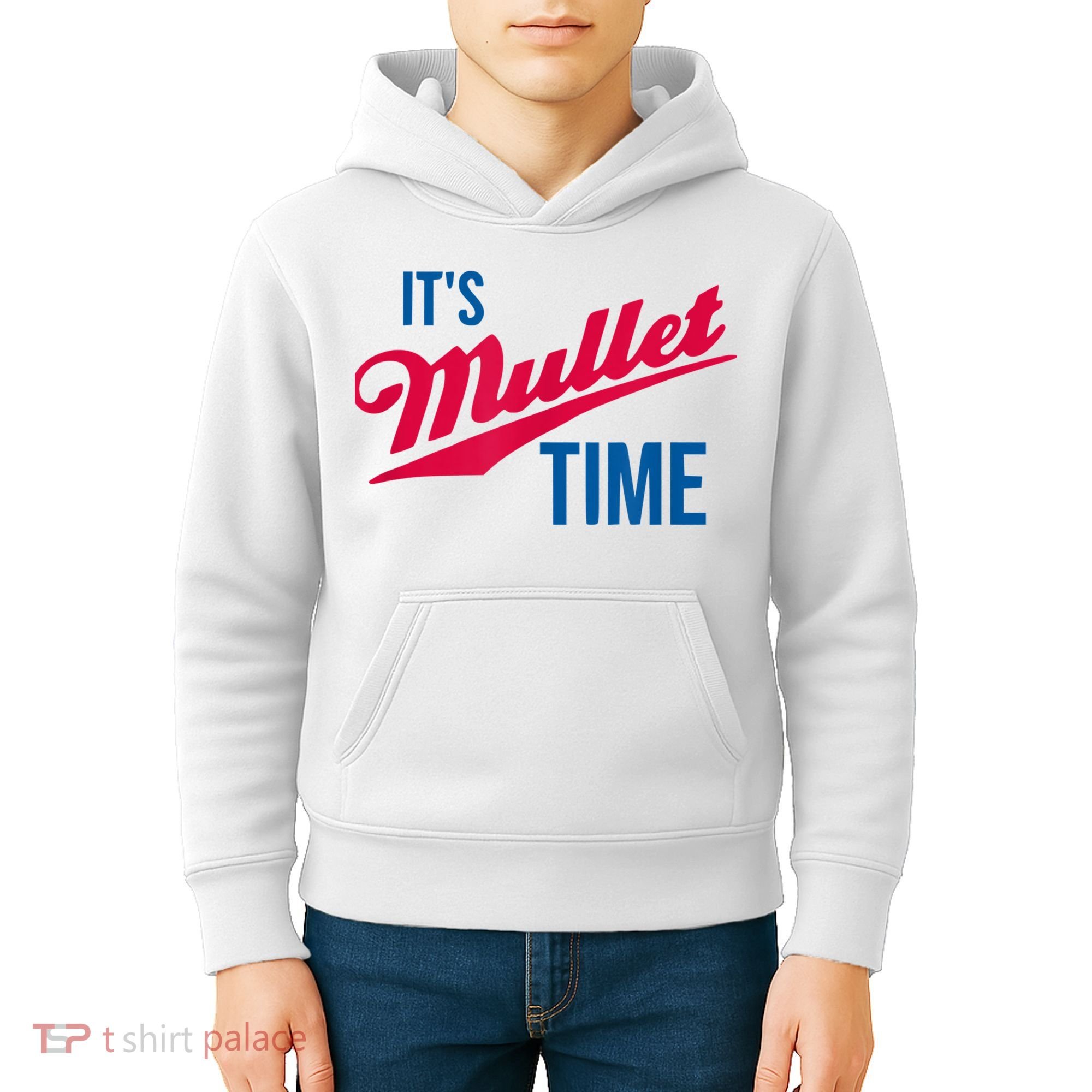 It's Mullet Time, Funny Redneck Mullet Kids Hoodie