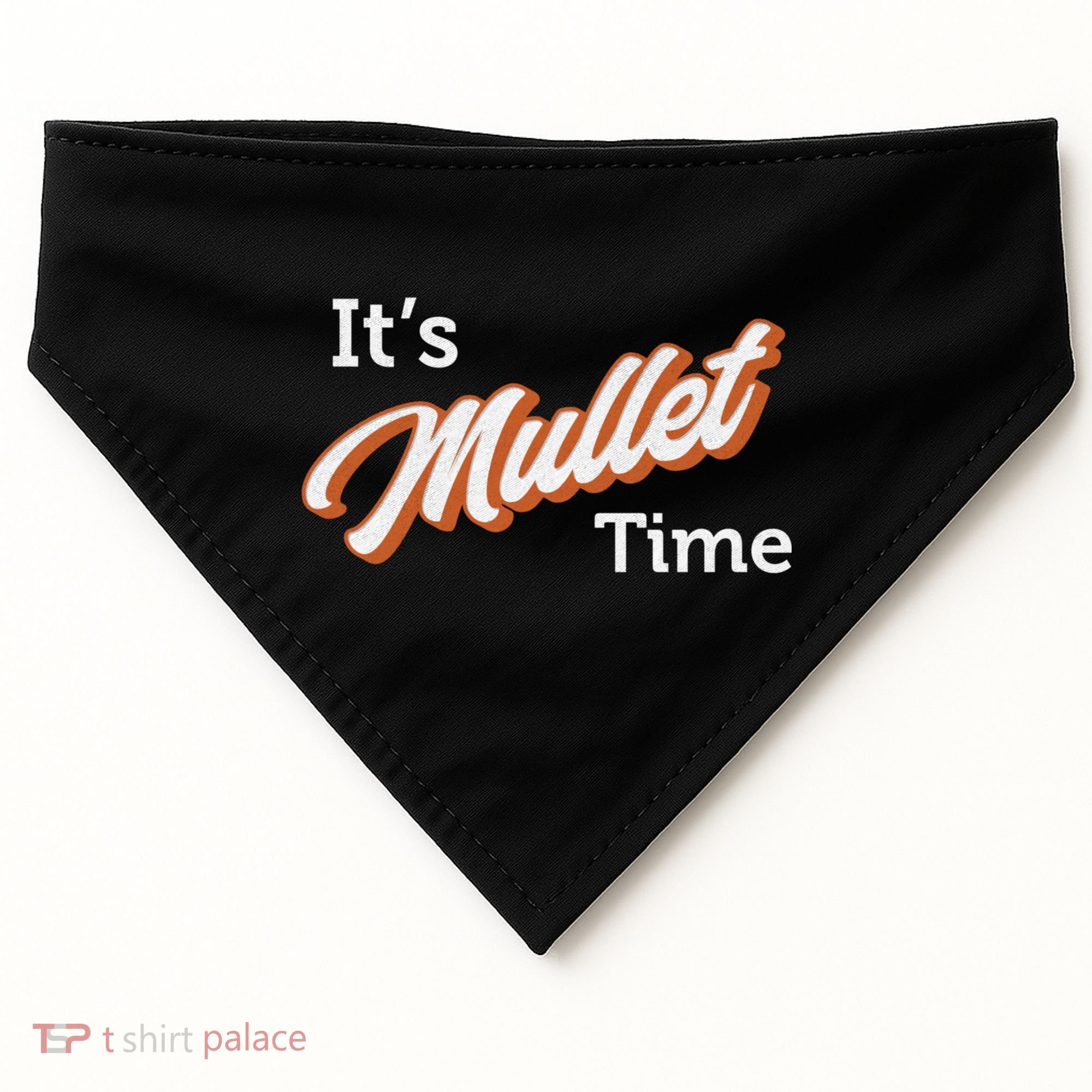 It's Mullet Time, Funny Redneck Mullet USA-Made Doggie Bandana
