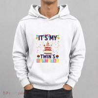 It's My twin's Birthday Cake Party Twins Matching Siblings Hoodie thumb 0