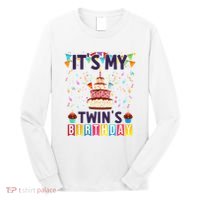 It's My twin's Birthday Cake Party Twins Matching Siblings Long Sleeve Shirt thumb 0