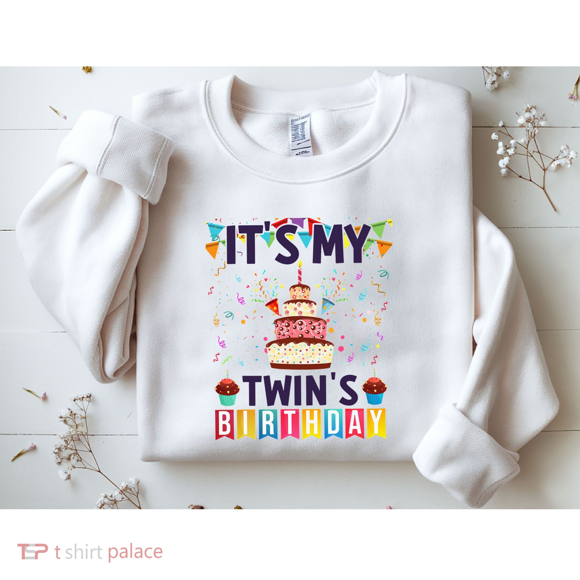 It's My twin's Birthday Cake Party Twins Matching Siblings Sweatshirt