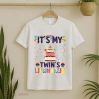 It's My twin's Birthday Cake Party Twins Matching Siblings T-Shirt thumb 2