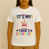 It's My twin's Birthday Cake Party Twins Matching Siblings T-Shirt thumb 4