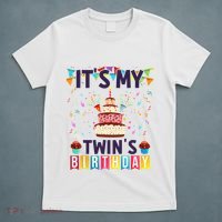 It's My twin's Birthday Cake Party Twins Matching Siblings T-Shirt thumb 5
