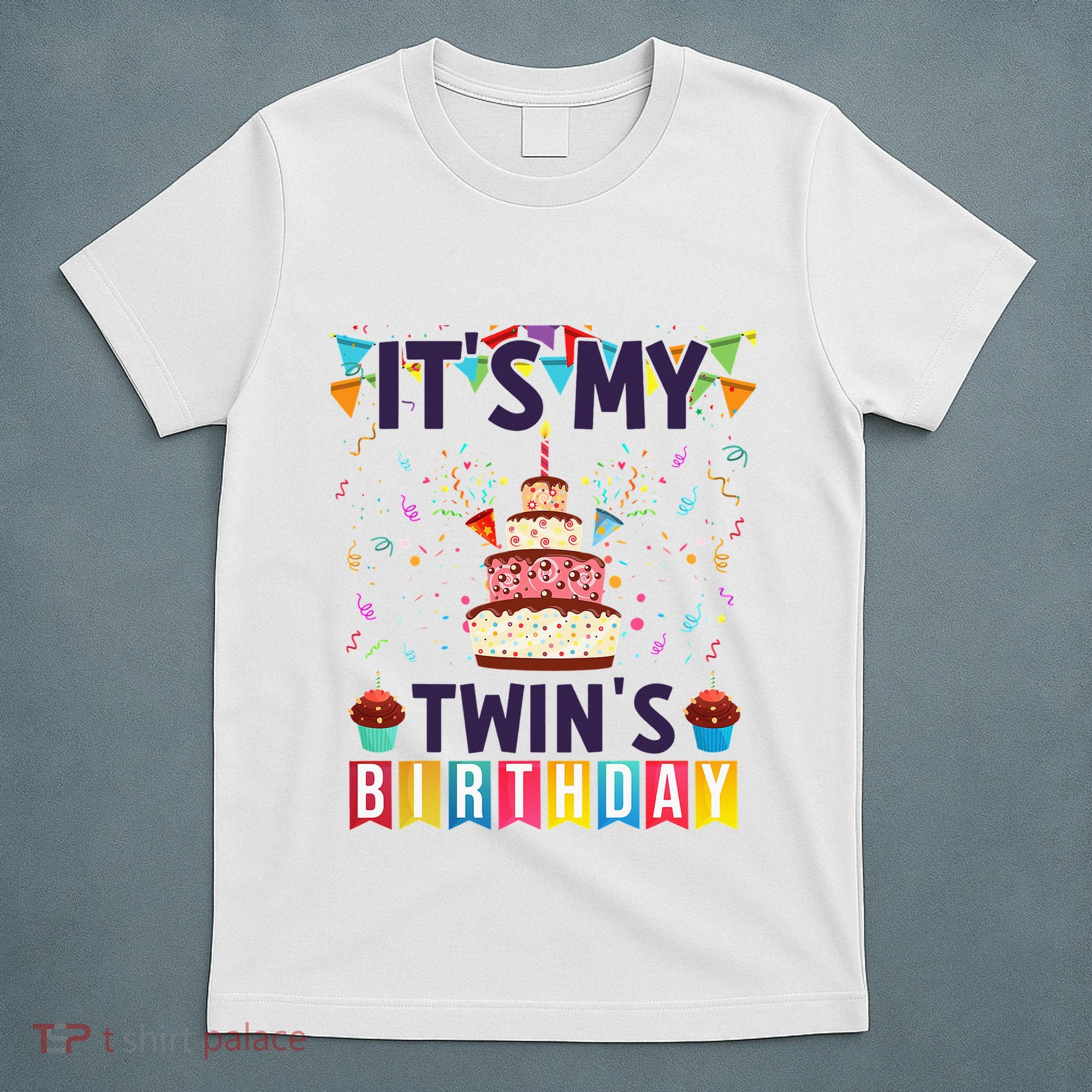 It's My twin's Birthday Cake Party Twins Matching Siblings T-Shirt