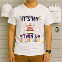 It's My twin's Birthday Cake Party Twins Matching Siblings T-Shirt thumb 6