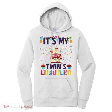 It's My twin's Birthday Cake Party Twins Matching Siblings Women's Hoodie