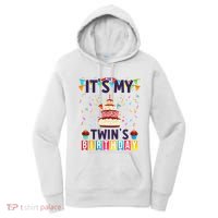 It's My twin's Birthday Cake Party Twins Matching Siblings Women's Hoodie thumb 0