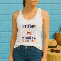 It's My twin's Birthday Cake Party Twins Matching Siblings Women's Tank Top thumb 2