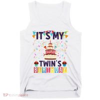 It's My twin's Birthday Cake Party Twins Matching Siblings Tank Top thumb 0