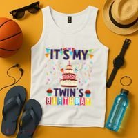 It's My twin's Birthday Cake Party Twins Matching Siblings Tank Top thumb 4