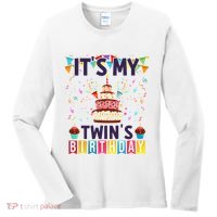 It's My twin's Birthday Cake Party Twins Matching Siblings Women's Long Sleeve Shirt thumb 0