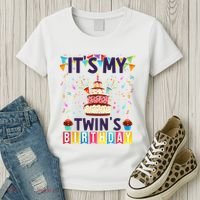 It's My twin's Birthday Cake Party Twins Matching Siblings Women's T-Shirt thumb 3
