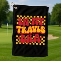 In My Travis Era Retro Groovy Golf Towel thumb 1
