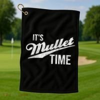 It's Mullet Time, Funny Redneck Mullet Golf Towel thumb 1