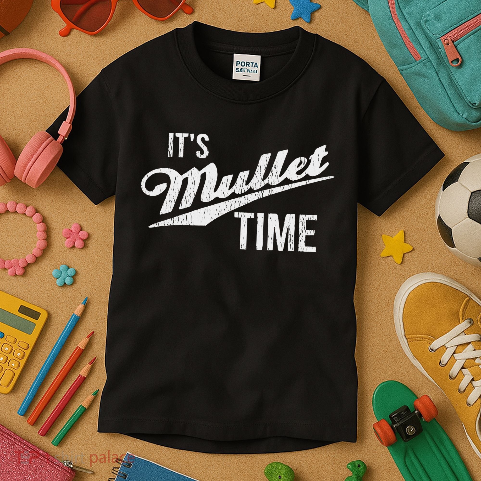 It's Mullet Time, Funny Redneck Mullet Kids T-Shirt