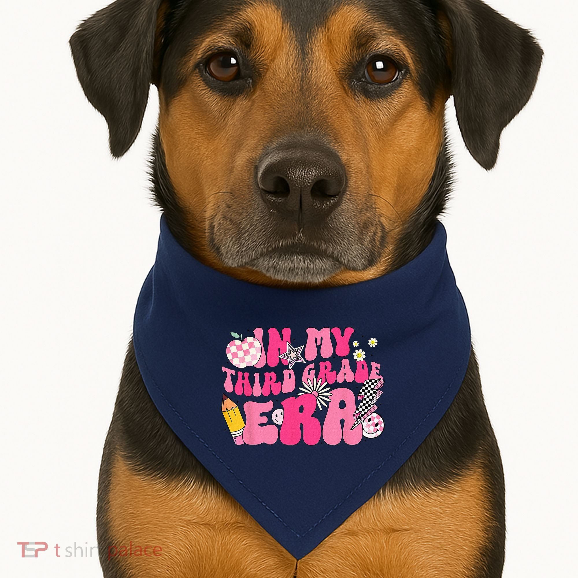 In My Third Grade Era Back To School 3rd Grade Retro Groovy USA-Made Doggie Bandana