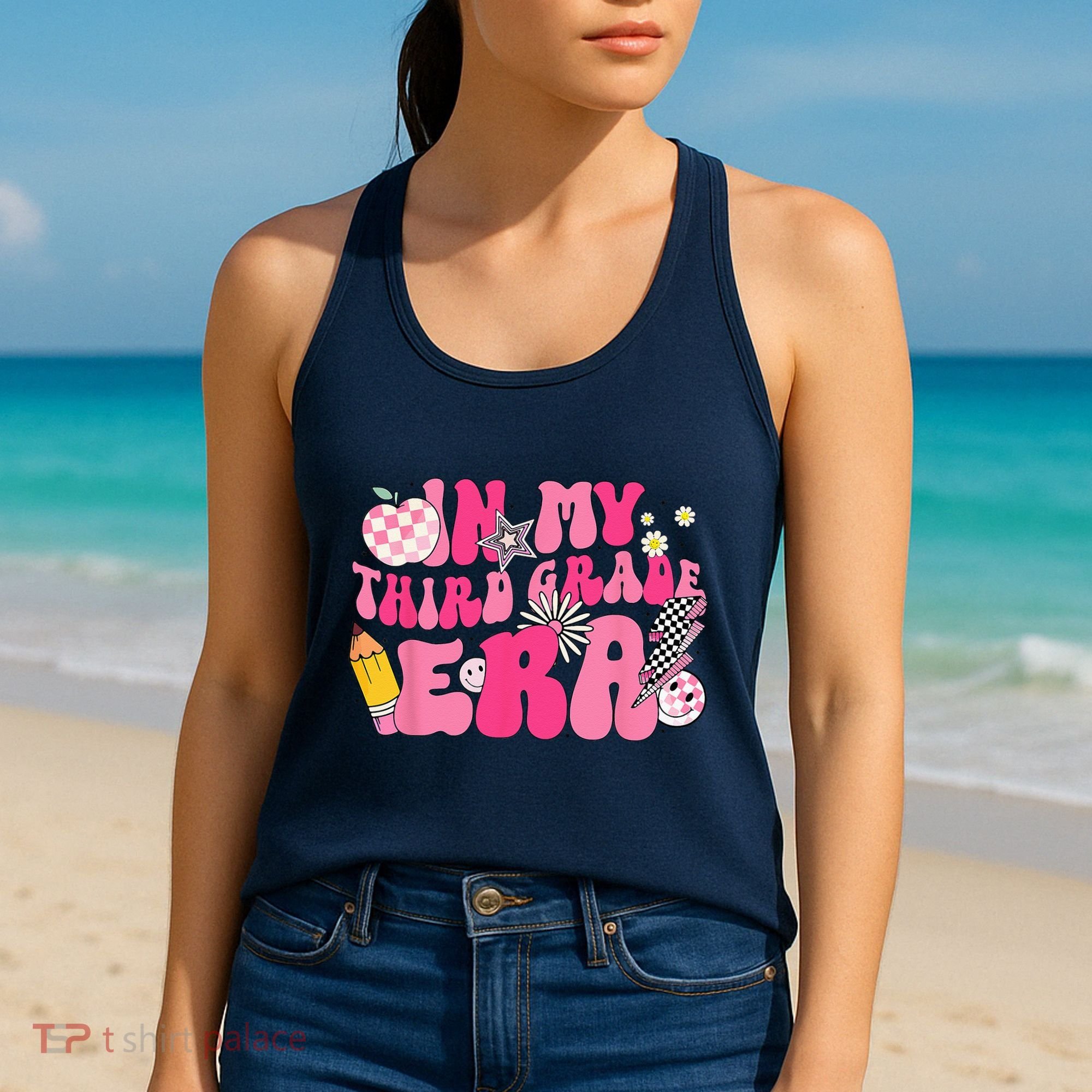 In My Third Grade Era Back To School 3rd Grade Retro Groovy Women's Tank Top