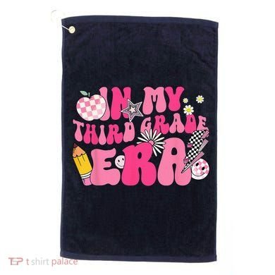 In My Third Grade Era Back To School 3rd Grade Retro Groovy Golf Towel