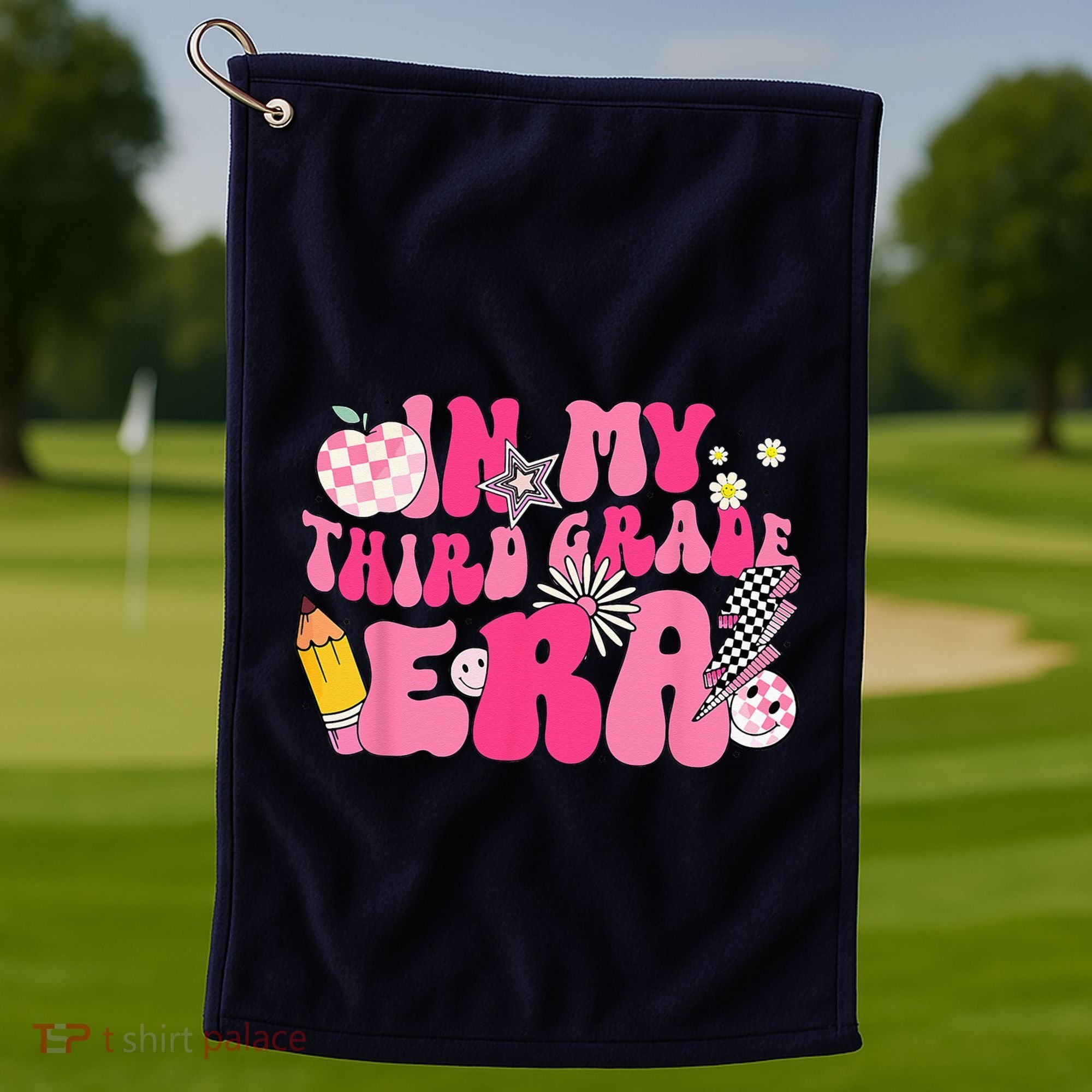 In My Third Grade Era Back To School 3rd Grade Retro Groovy Golf Towel