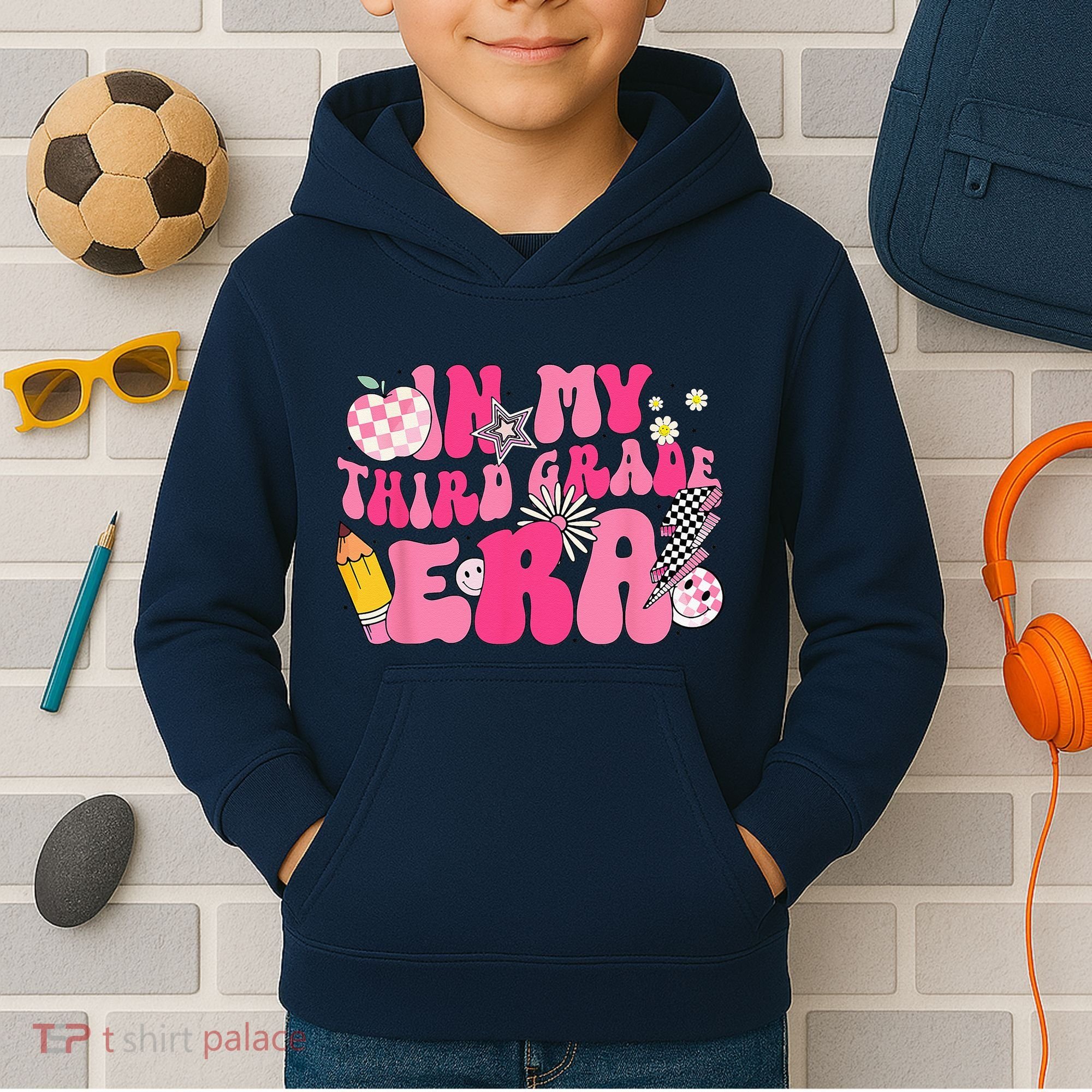 In My Third Grade Era Back To School 3rd Grade Retro Groovy Kids Hoodie