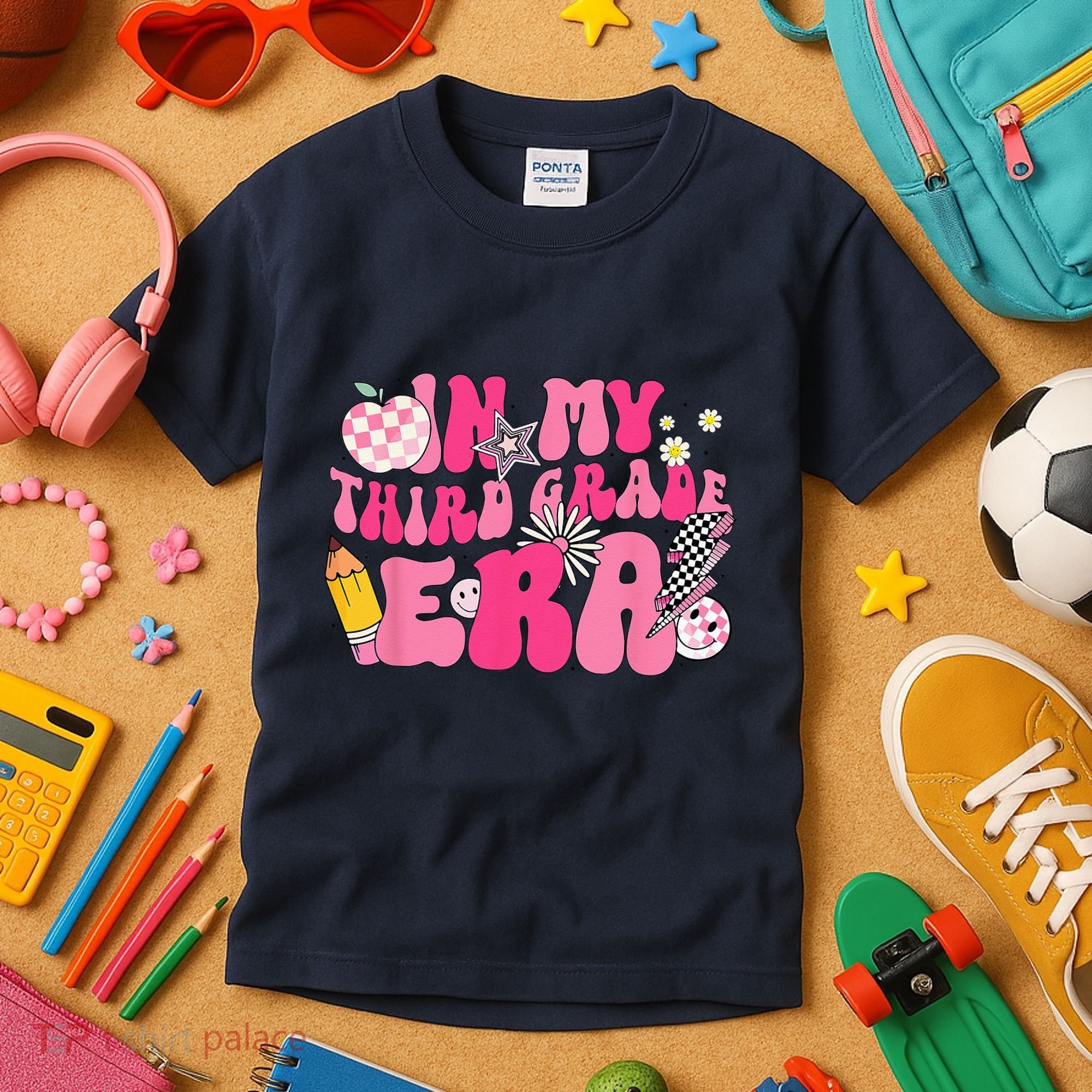 In My Third Grade Era Back To School 3rd Grade Retro Groovy Kids T-Shirt