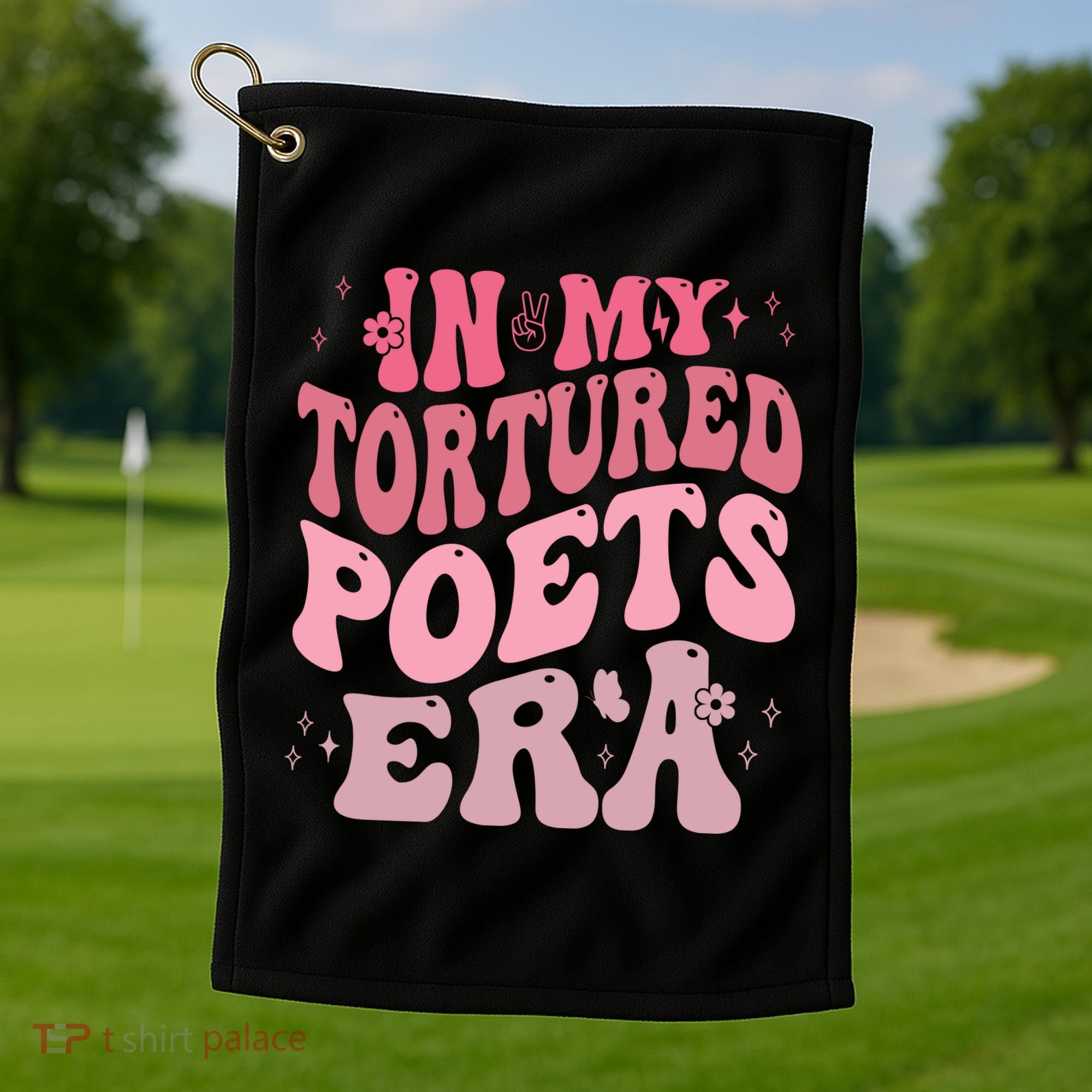 In My Tortured Poets Era Pink Groovy Golf Towel