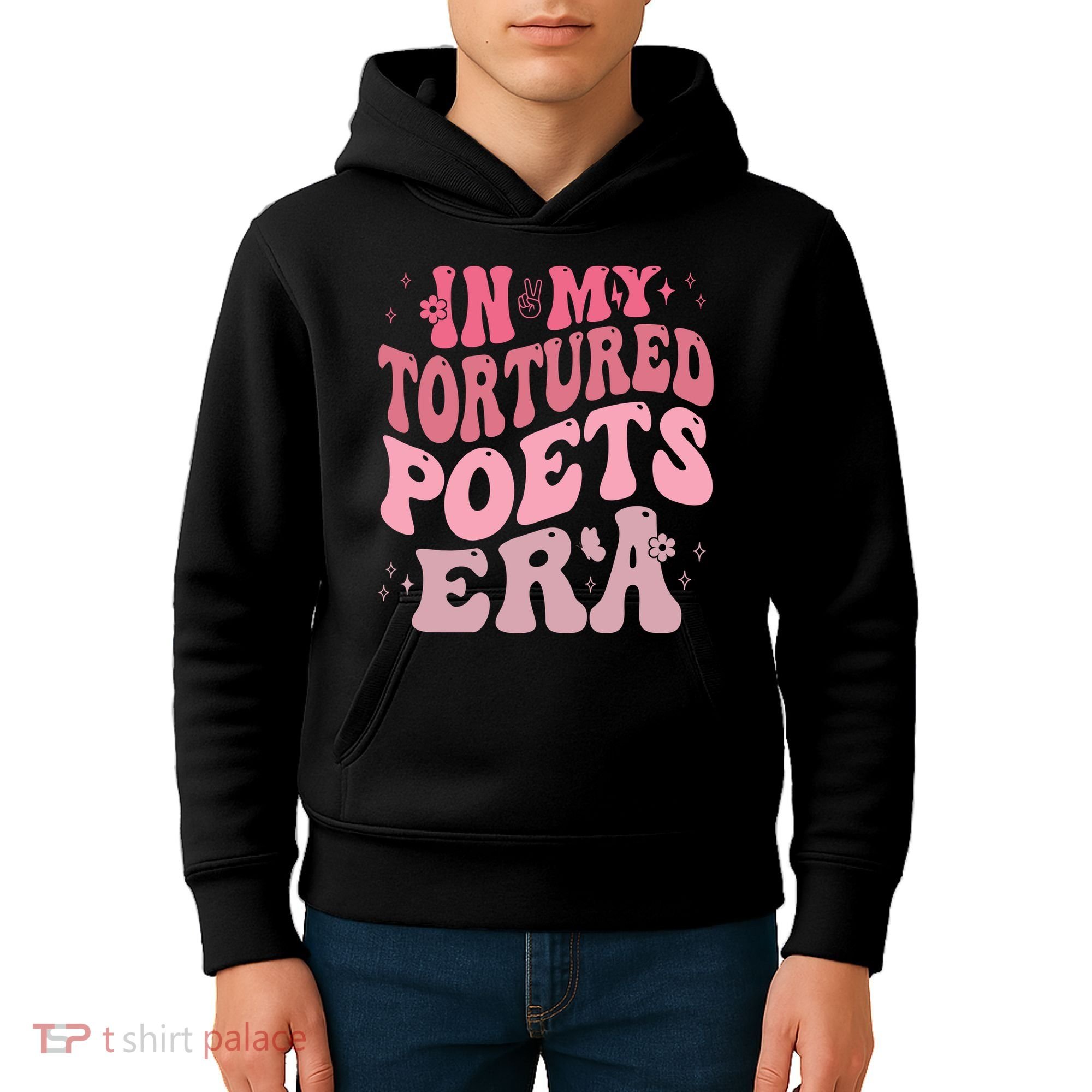 In My Tortured Poets Era Pink Groovy Kids Hoodie
