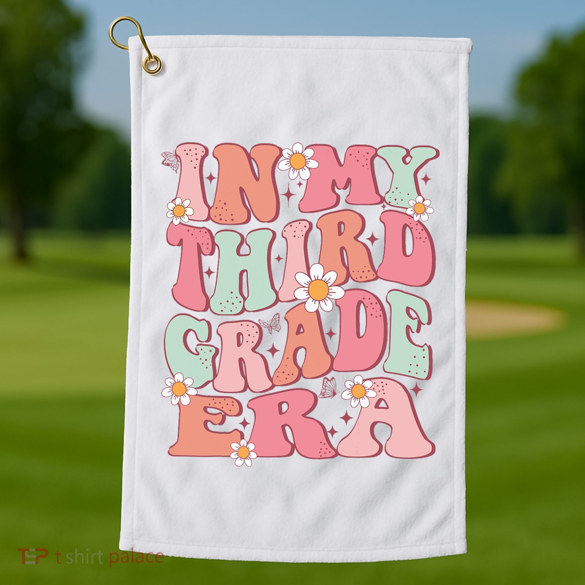 In My Third Grade Era Girl Cute Back To School 3rd Grade Era Golf Towel