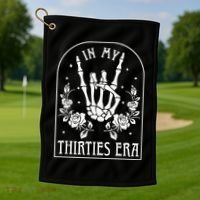 In My Thirties Era 30th Birthday Outfit Skeleton Hand Golf Towel thumb 1