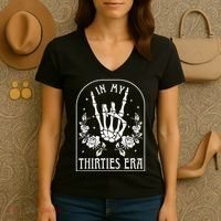 In My Thirties Era 30th Birthday Outfit Skeleton Hand Women's V-Neck T-Shirt thumb 3