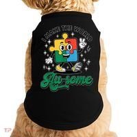 I Make The World Au-Some Autism Puzzle Boy Support Doggie Tank thumb 0