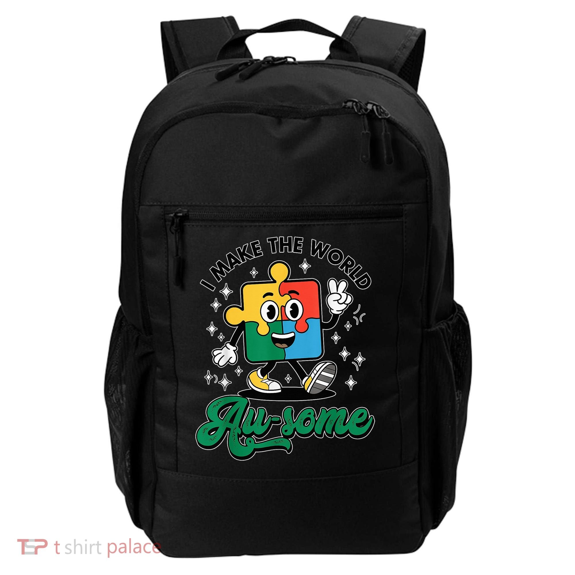 I Make The World Au-Some Autism Puzzle Boy Support Backpack