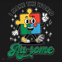 I Make The World Au-Some Autism Puzzle Boy Support Bucket Hat thumb 4