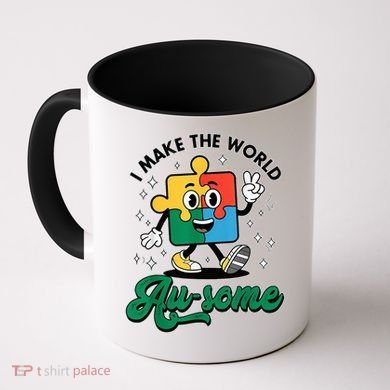 I Make The World Au-Some Autism Puzzle Boy Support Coffee Mug