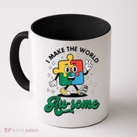 I Make The World Au-Some Autism Puzzle Boy Support Coffee Mug thumb 0