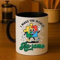 I Make The World Au-Some Autism Puzzle Boy Support Coffee Mug thumb 4