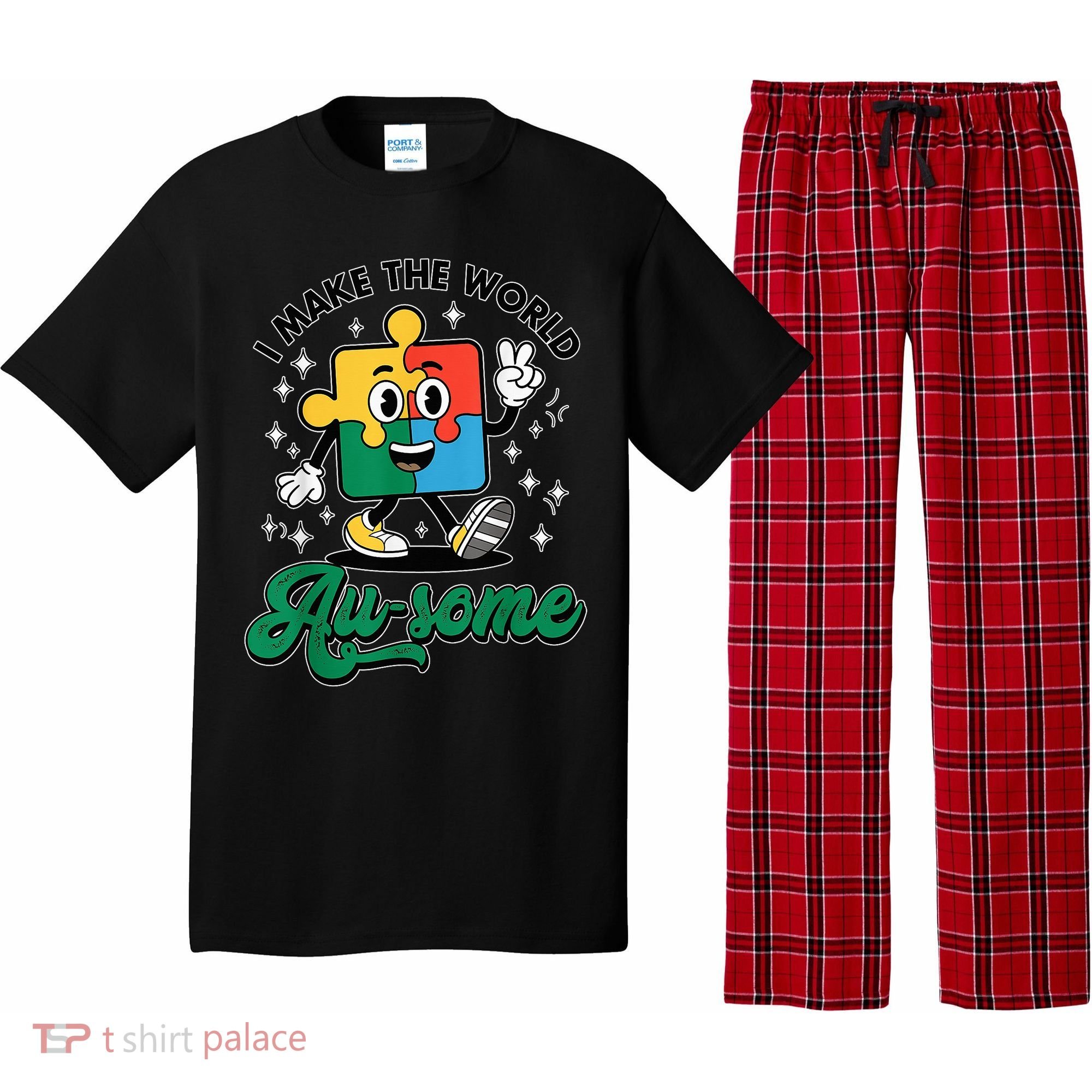 I Make The World Au-Some Autism Puzzle Boy Support Pajama Set