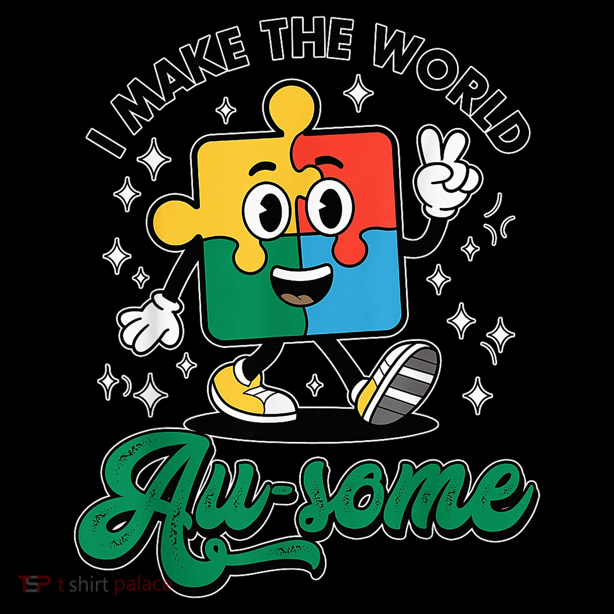 I Make The World Au-Some Autism Puzzle Boy Support Women's Hoodie