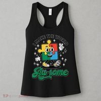 I Make The World Au-Some Autism Puzzle Boy Support Women's Tank Top thumb 3