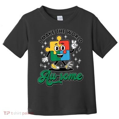 I Make The World Au-Some Autism Puzzle Boy Support Toddler T-Shirt
