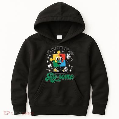 I Make The World Au-Some Autism Puzzle Boy Support Kids Hoodie
