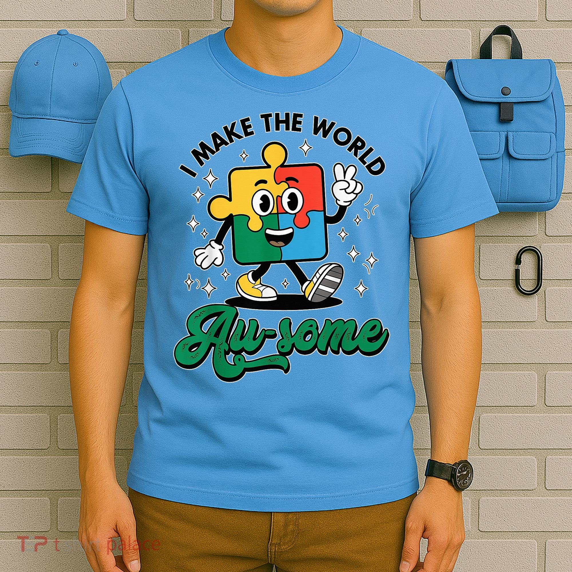 I Make The World Au-Some Autism Puzzle Boy Support T-Shirt