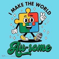 I Make The World Au-Some Autism Puzzle Boy Support T-Shirt thumb 6