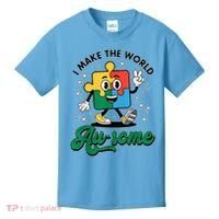 I Make The World Au-Some Autism Puzzle Boy Support Kids T-Shirt thumb 0