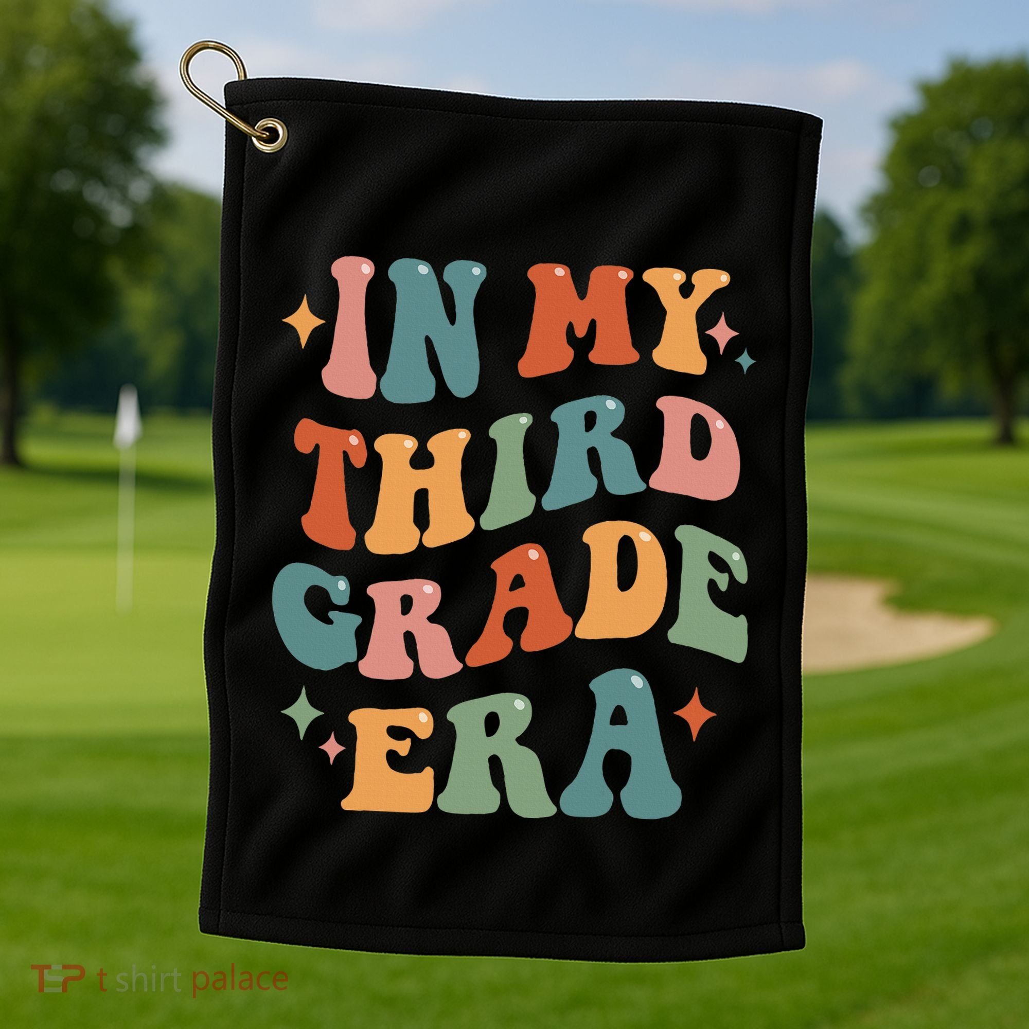 In My Third Grade Era Retro Funny 3rd Grade Teacher Team Golf Towel