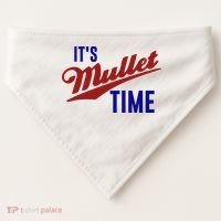 It’s Mullet Time, Funny Redneck Mullet USA-Made Doggie Bandana thumb 0