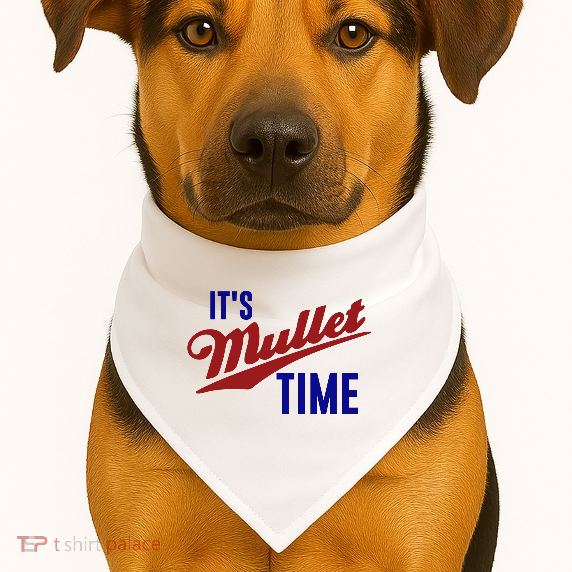 It’s Mullet Time, Funny Redneck Mullet USA-Made Doggie Bandana
